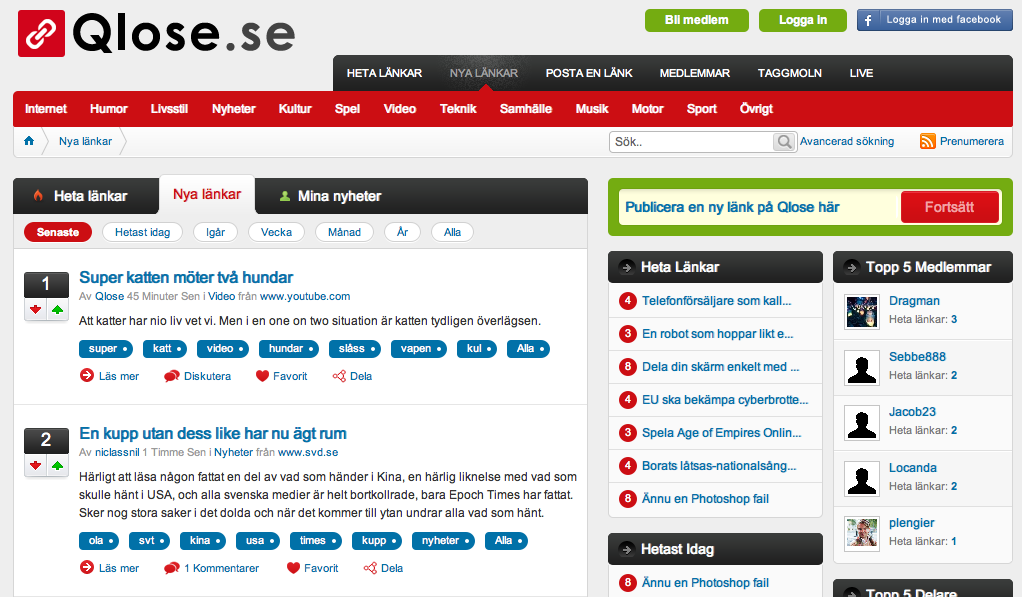 Publicera intressanta länkar med Qlose.se
