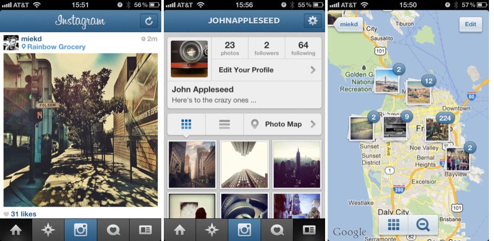 Instagram uppdatering 3.0
